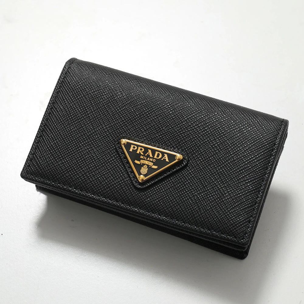 Prada Card Case Wallet Saffiano leather triangle business Nero Black